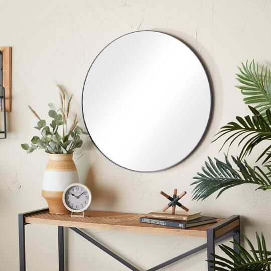 Black Contemporary Wall Mirror, 30" x 1" x 30"